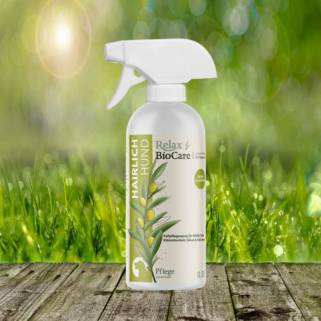 Relax Biocare für Hunde - Hairlich 500 ml - Fellspray für hairliche Kämmbarkeit, Glanz und Volumen Relax Biocare für Hunde - Hairlich 500 ml - Fellspray für hairliche Kämmbarkeit, Glanz und Volumen