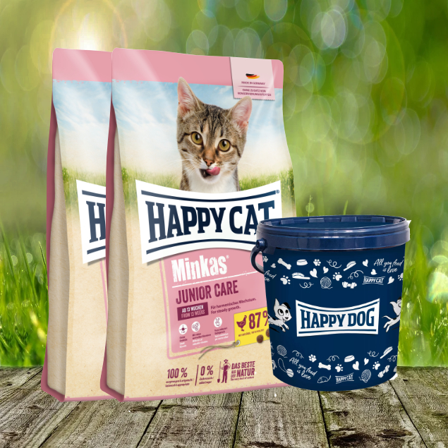 Happy Cat Minkas Junior Care Geflügel 2 x 10 kg + Happy Dog Futtertonne 20 Liter geschenkt Happy Cat Minkas Junior Care Geflügel 2 x 10 kg + Happy Dog Futtertonne 20 Liter geschenkt