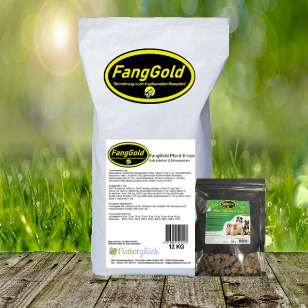 FANGGOLD Pferd & Erbse 12 kg + FANGGOLD Mini-Würfel Pferd 500 g FANGGOLD Pferd & Erbse 12 kg + FANGGOLD Mini-Würfel Pferd 500 g