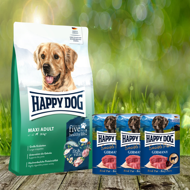Happy Dog Fit & Vital Maxi Adult 14 kg + 3 x 400 g Happy Dog Sensible Pure Germany Happy Dog Fit & Vital Maxi Adult 14 kg + 3 x 400 g Happy Dog Sensible Pure Germany