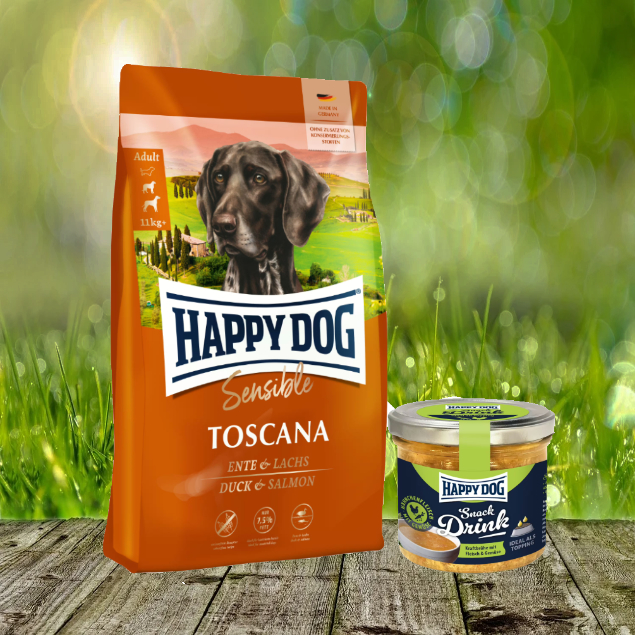 Happy Dog Supreme Sensible Toscana 12,5 kg + Happy Dog Snack Drink mit Hähnchenfleisch und Gemüse *geschenkt*