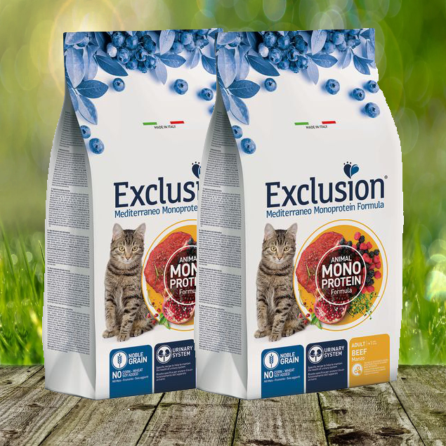 Exclusion Mediterraneo Noble Grain Adult Cat Rind Katzentrockenfutter 2 x 1,5 kg