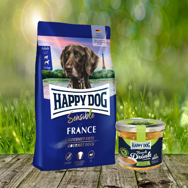 Happy Dog Sensible France 11 kg + Happy Dog Snack Drink mit Hähnchenfleisch und Gemüse *geschenkt*