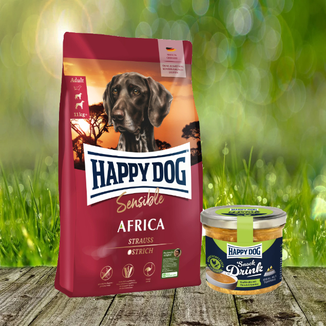 Happy Dog Supreme Sensible Africa 12,5 kg + Happy Dog Snack Drink mit Hähnchenfleisch und Gemüse *geschenkt*