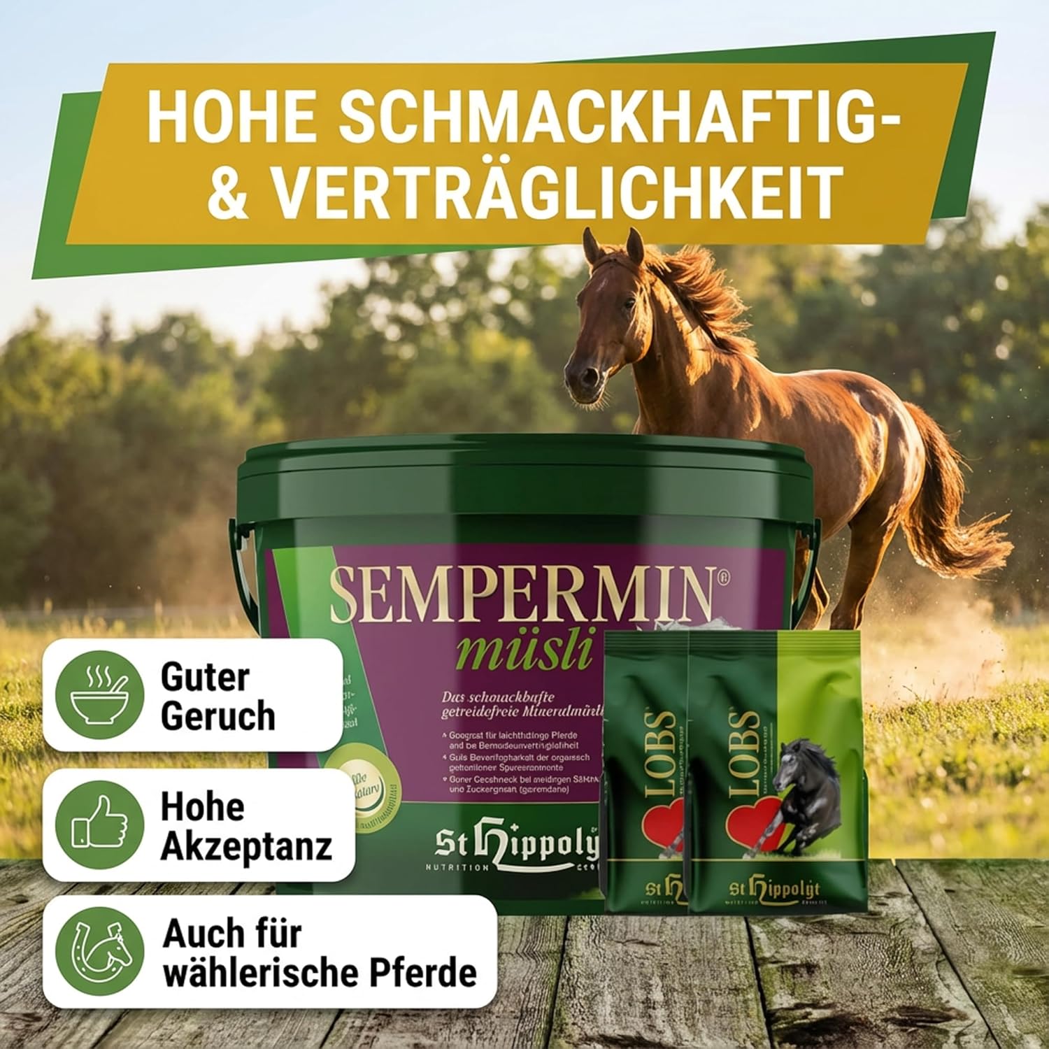 St. Hippolyt Semper Min Mineralmüsli 7,5 kg + St. Hippolyt Lobs Belohnungswürfel 2 x 1 kg geschenkt