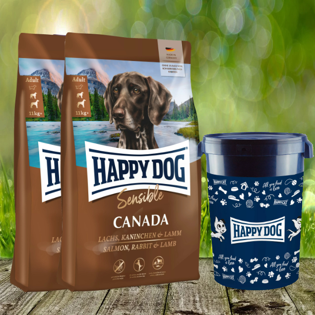 Happy Dog Supreme Sensible Canada 2 x 11 kg inkl. Happy Dog Futtertonne