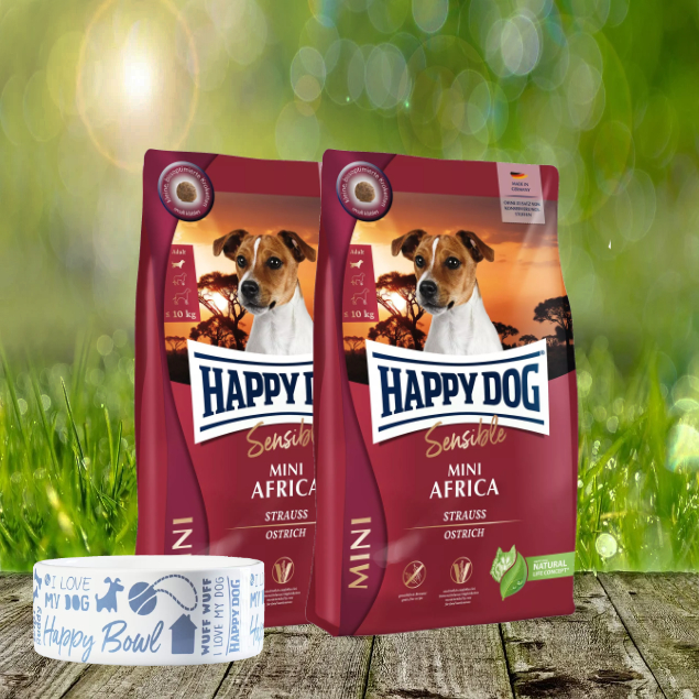 Happy Dog Supreme Mini Africa 2 x 4 kg + Happy Dog Futternapf geschenkt Happy Dog Supreme Mini Africa 2 x 4 kg + Happy Dog Futternapf geschenkt