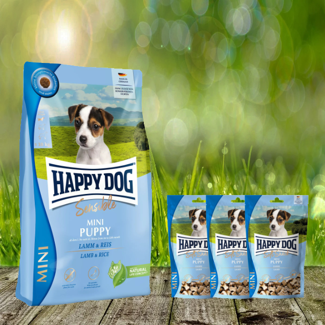 Happy-Dog-Mini-Sensible-Puppy-plus-Soft-SnackuAiVmNgEc3bWS Happy Dog Sensible Mini Puppy 4 kg + Happy Dog Sensible Mini Soft Snack Puppy 3 x 100 g