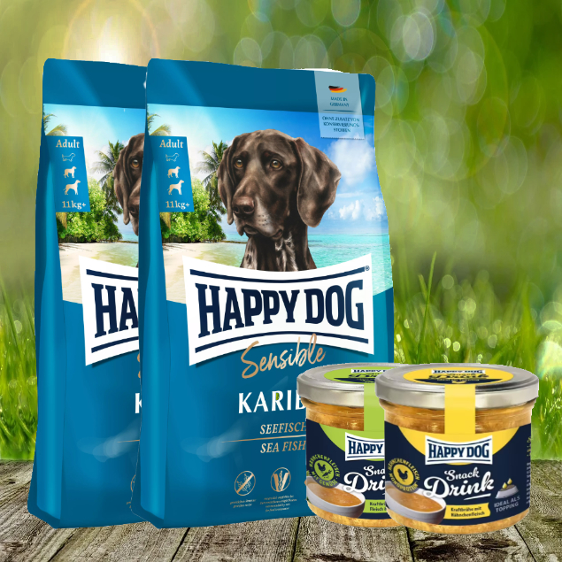Happy Dog Supreme Karibik 2 x 11 kg + 2 Happy Dog Snack Drink *geschenkt*