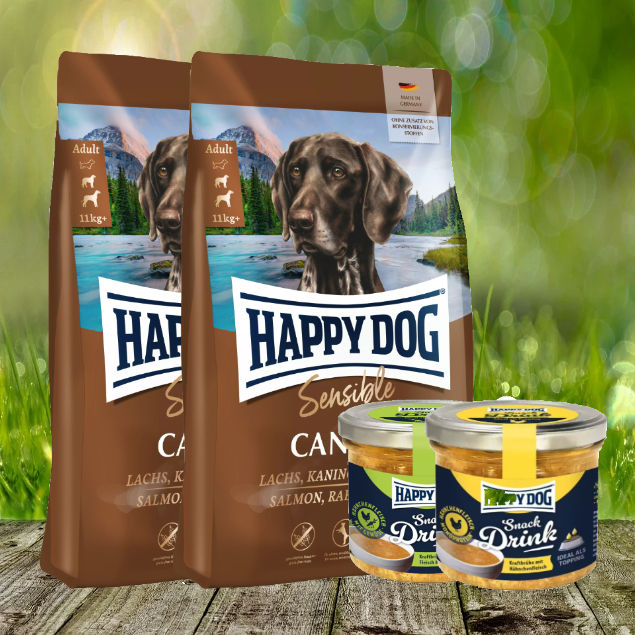 Happy Dog Supreme Sensible Canada 2 x 11 kg + 2 Happy Dog Snack Drink *geschenkt*