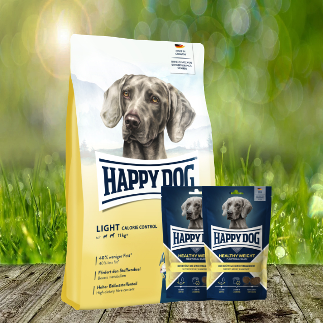 Happy Dog Fit & Vital Light Control 12 kg + Happy Dog Care Snack Healthy Weight 2 x 100 g *geschenkt Happy Dog Fit & Vital Light Control 12 kg + Happy Dog Care Snack Healthy Weight 2 x 100 g *geschenkt