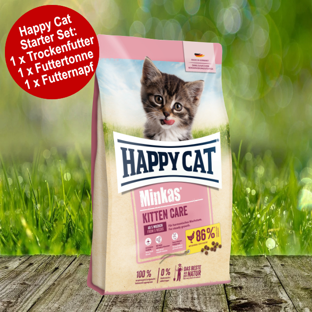 Happy Cat Minkas Kitten Care Geflügel Starter-Set inkl. Futtertonne und Futternapf Happy Cat Minkas Kitten Care Geflügel Starter-Set inkl. Futtertonne und Futternapf
