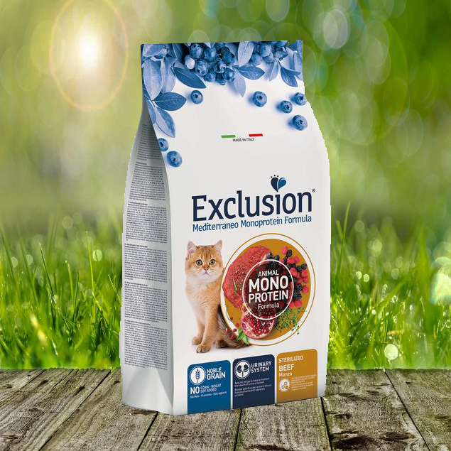 Exclusion Mediterraneo Noble Grain Sterilized Cat Rind Katzentrockenfutter 1,5 kg