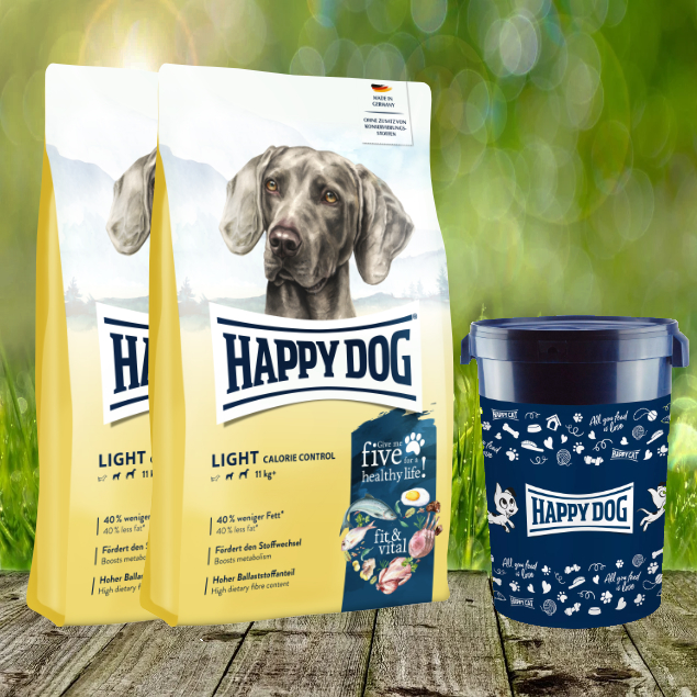 Happy Dog Fit & Vital Light Calorie Control 2 x 12 kg + Happy dog Futtertonne 43 Liter *geschenkt* Happy Dog Fit & Vital Light Calorie Control 2 x 12 kg + Happy dog Futtertonne 43 Liter *geschenkt*