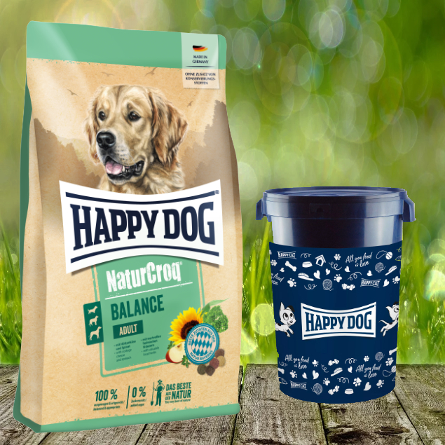 Happy Dog Premium NaturCroq Balance 15 kg inkl. Happy Dog Futtertonne 43 Liter Happy Dog Premium NaturCroq Balance 15 kg inkl. Happy Dog Futtertonne 43 Liter