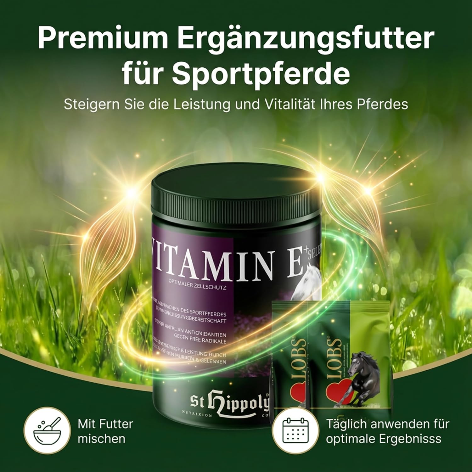 St. Hippolyt Vitamin E plus Selen 1 kg + St. Hippolyt Lobs Belohnungswürfel 2 x 1 kg geschenkt