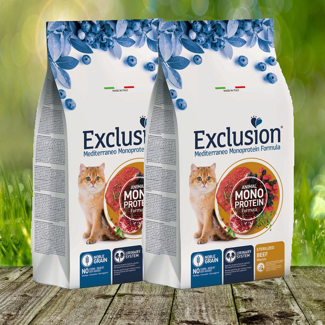 Exclusion Mediterraneo Noble Grain Sterilized Cat Rind Katzentrockenfutter 2 x 1,5 kg