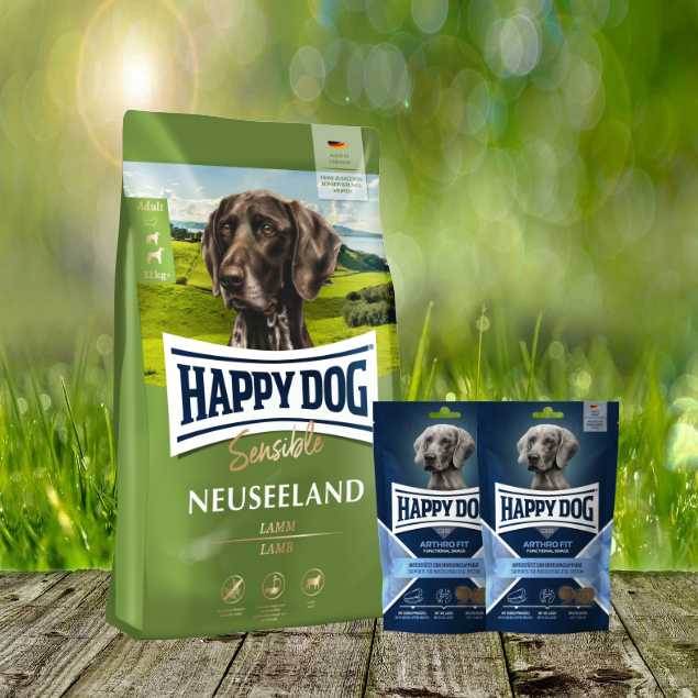 Happy Dog Supreme Sensible Neuseeland 12,5 kg + Happy Dog Care Snack Arthro Fit 2 x 100 g *geschenkt Happy Dog Supreme Sensible Neuseeland 12,5 kg + Happy Dog Care Snack Arthro Fit 2 x 100 g *geschenkt