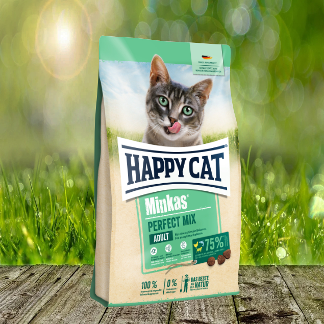 2021_Minkas_PerfectMix_Hintergrund Happy Cat Minkas Perfect Mix Geflügel, Fisch & Lamm