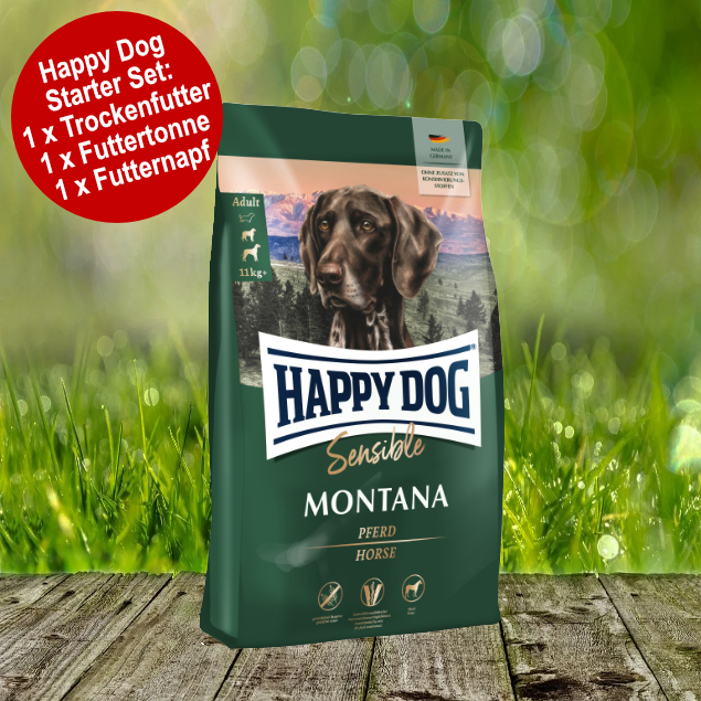 Happy Dog Supreme Montana Starter-Set inkl. Futtertonne und Futternapf Happy Dog Supreme Montana Starter-Set inkl. Futtertonne und Futternapf