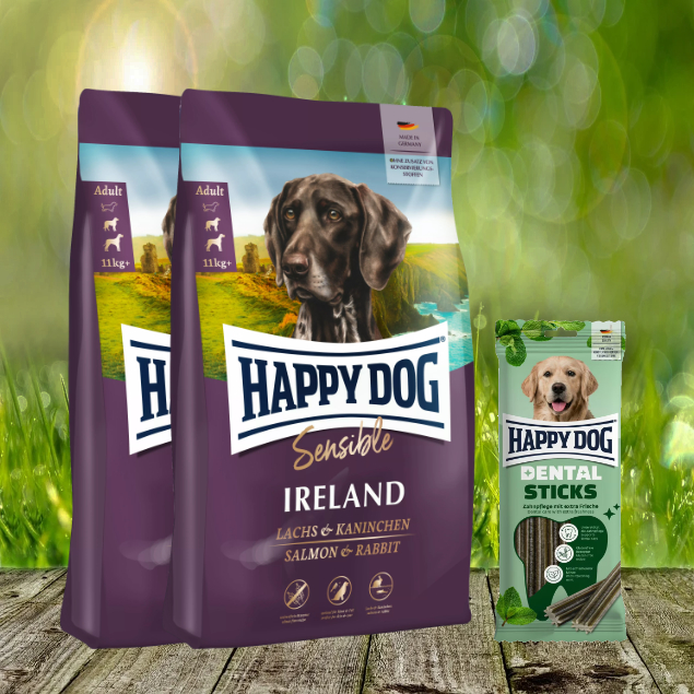 Happy Dog Supreme Sensible Ireland 2 x 12,5 kg  + Happy Dog Dental Sticks *geschenkt*