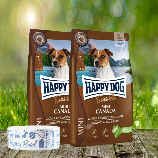 Happy Dog Sensible Mini Canada 2 x 4 kg + Happy Dog Futternapf geschenkt Happy Dog Sensible Mini Canada 2 x 4 kg + Happy Dog Futternapf geschenkt