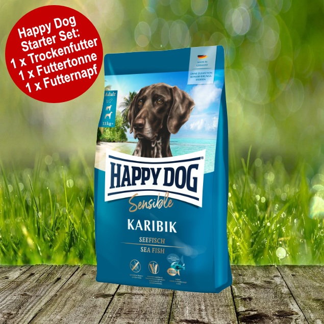 Happy Dog Supreme Karibik Starter Set inkl. Futtertonne und Futternapf Happy Dog Supreme Karibik Starter Set inkl. Futtertonne und Futternapf