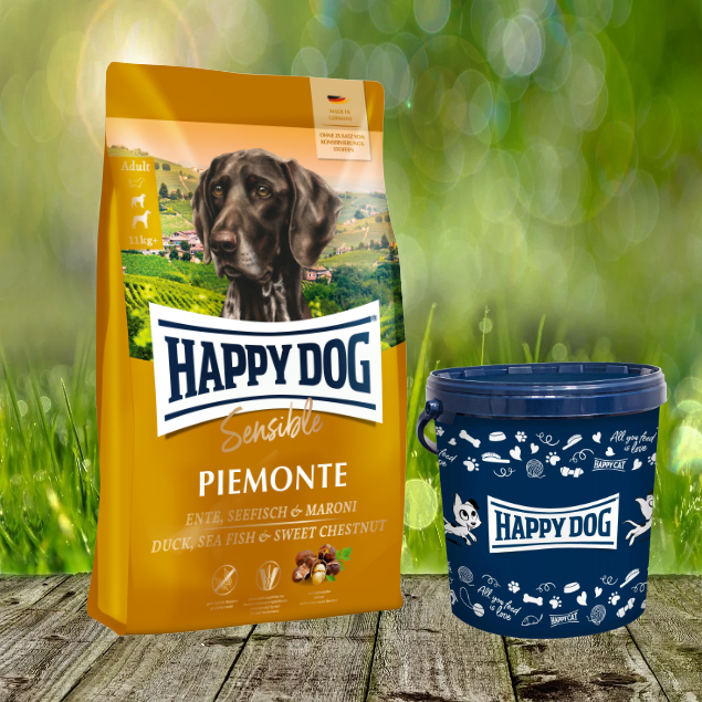 Happy Dog Supreme Sensible Piemonte inkl. Happy Dog Futtertonne Happy Dog Supreme Sensible Piemonte inkl. Happy Dog Futtertonne