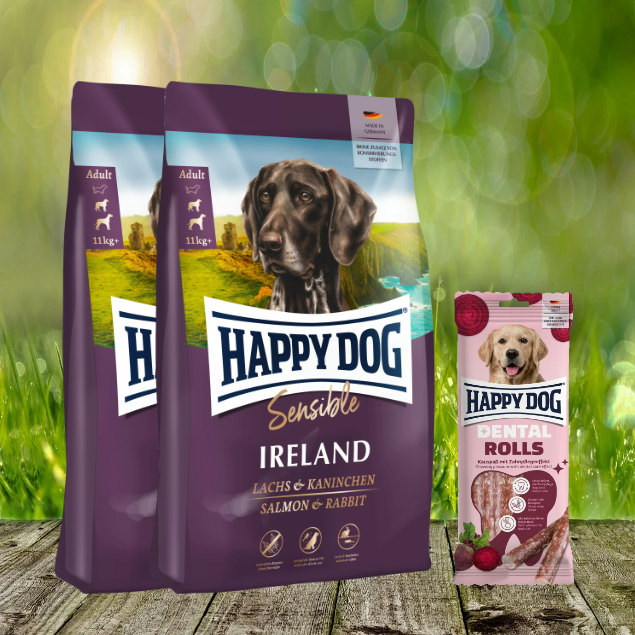 Happy Dog Supreme Sensible Ireland 2 x 12,5 kg  + Happy Dog Dental Rolls  *geschenkt*