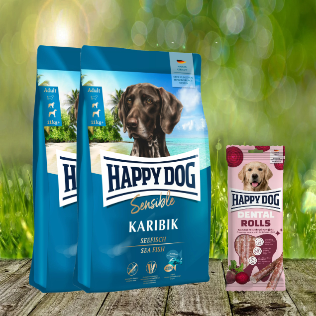 Happy Dog Supreme Karibik 2 x 11 kg + Happy Dog Dental Rolls *geschenkt*