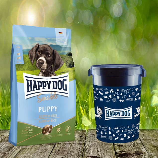 Puppy-Sensibel-Lamm-und-Reis-2022-Futtertonne-43-LiterKW11lbm2qJjIC Happy Dog Sensible Puppy Lamm & Reis 10 kg + Happy Dog Futtertonne 43 Liter *geschenkt*
