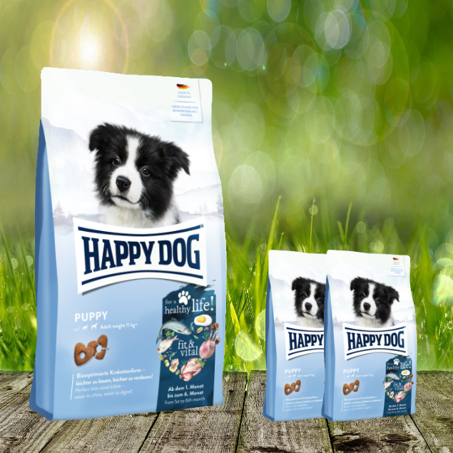 Happy Dog fit & vital Puppy - Perfektes Hundefutter für deinen Welpen 10 kg + 2 x 1 kg