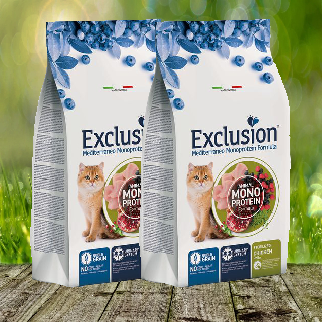 Exclusion Mediterraneo Noble Grain Sterilized Cat Huhn Katzentrockenfutter 2 x 1,5 kg