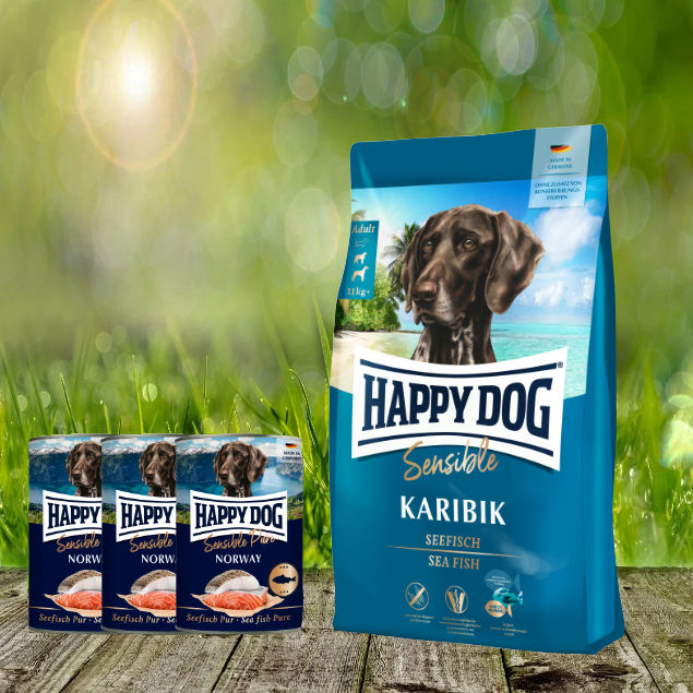 Happy Dog Supreme Sensible Karibik 11 kg + Happy Dog Sensible Pure Norway 3 x 400 g Happy Dog Supreme Sensible Karibik 11 kg + Happy Dog Sensible Pure Norway 3 x 400 g