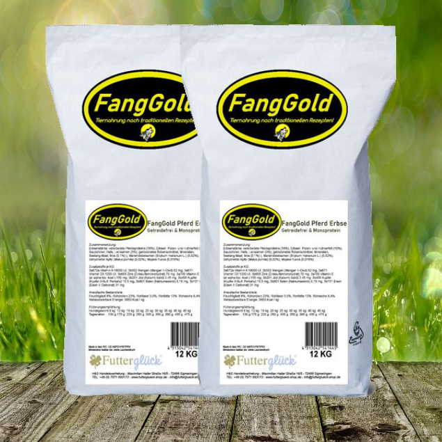FANGGOLD Pferd & Erbse 2 x 12 kg - gluten- und getreidefreie und hypoallergene Monoprotein-Vollnahrung - Zum Einführungspreis FANGGOLD Pferd & Erbse 2 x 12 kg - gluten- und getreidefreie und hypoallergene Monoprotein-Vollnahrung - Zum Einführungspreis