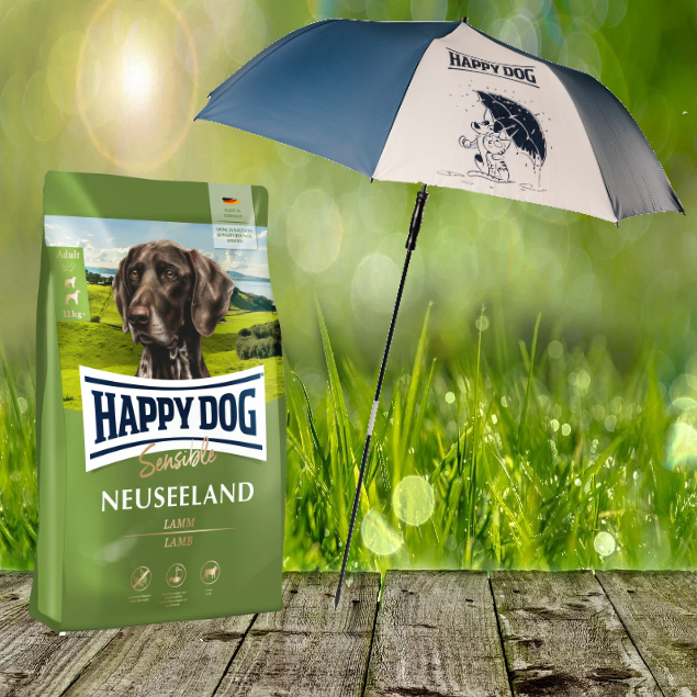 Happy Dog Supreme Sensible Neuseeland 12,5 kg + HD / HC XXL Sonnen- und Regenschirm