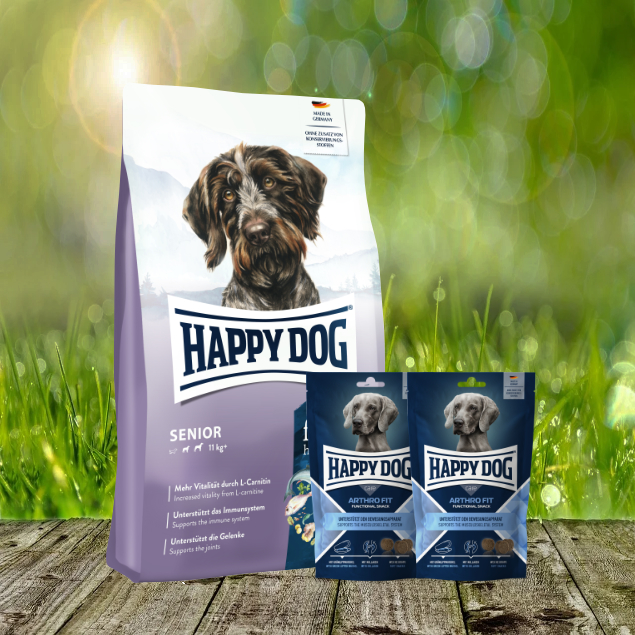 Happy Dog Fit & Vital Senior 12 kg + happy Dog Care Snack Arthro Fit 2 x 100 g *geschenkt* Happy Dog Fit & Vital Senior 12 kg + happy Dog Care Snack Arthro Fit 2 x 100 g *geschenkt*