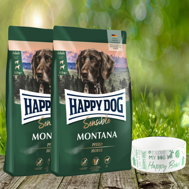 Happy Dog Supreme Montana 2 x 10 kg + Happy Dog Futternapf *geschenkt** Happy Dog Supreme Montana 2 x 10 kg + Happy Dog Futternapf *geschenkt**