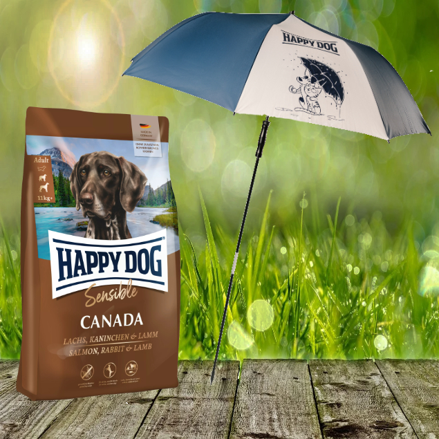 Happy Dog Supreme Sensible Canada 11 kg + HD / HC XXL Sonnen- und Regenschirm