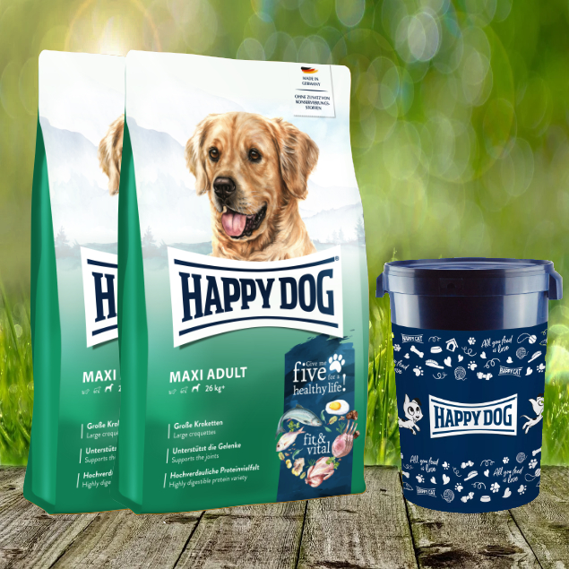 Happy Dog Fit & Vital Maxi Adult 2 x 14 kg inkl. Happy Dog Futtertonne 43 Liter Happy Dog Fit & Vital Maxi Adult 2 x 14 kg inkl. Happy Dog Futtertonne 43 Liter