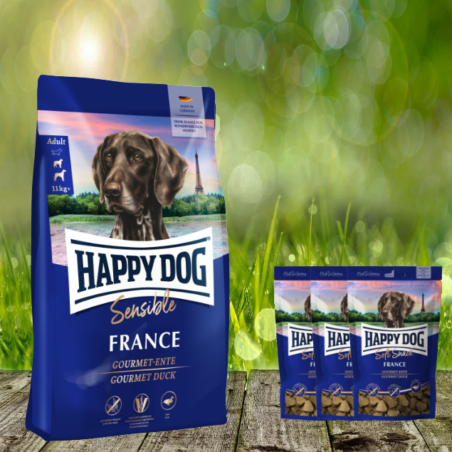 Happy Dog Supreme France 11 kg + 3 x 100 g. Happy Dog Soft Snack France geschenkt Happy Dog Supreme France 11 kg + 3 x 100 g. Happy Dog Soft Snack France geschenkt