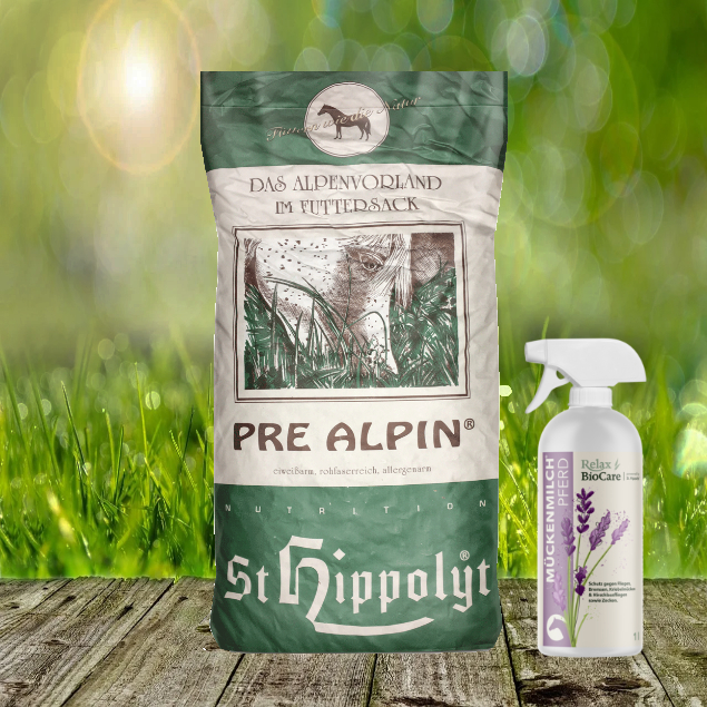 St. Hippolyt PreAlpin Wiesencobs 25 kg + Relax Biocare Mückenmilch 500 ml St. Hippolyt PreAlpin Wiesencobs 25 kg + Relax Biocare Mückenmilch 500 ml