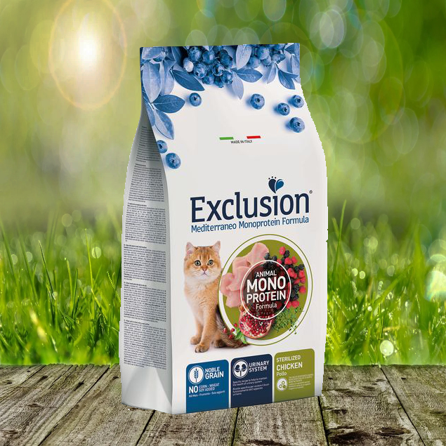 Exclusion Mediterraneo Noble Grain Sterilized Cat Huhn Katzentrockenfutter 1,5 kg