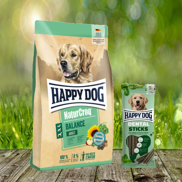 Happy Dog Premium NaturCroq Balance 15 kg + Happy Dog Dental Sticks *geschenkt*
