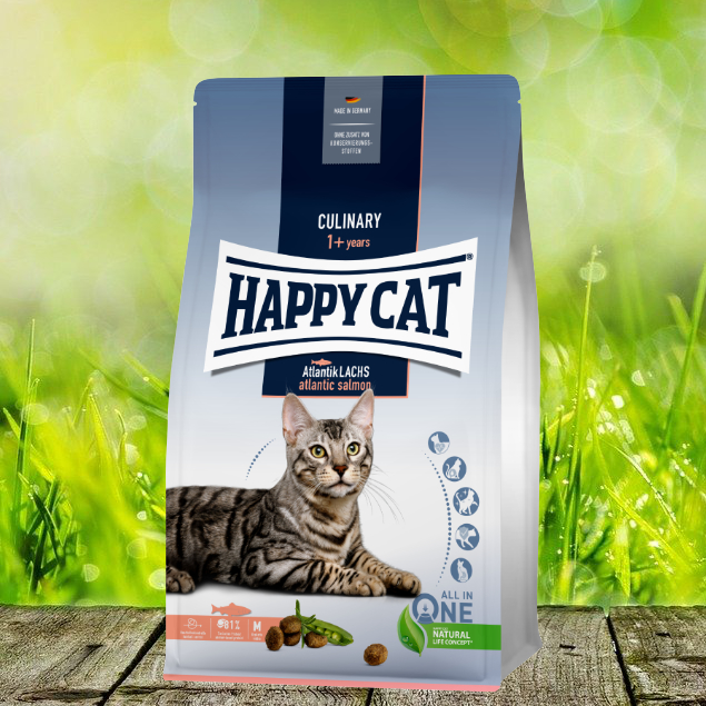 Happy Cat Culinary Adult Atlantik Lachs 10 kg plus Happy Cat 4 x Pouches geschenkt