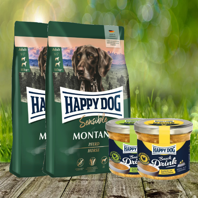 Happy Dog Supreme Montana 2 x 10 kg + 2 Happy Dog Snack Drinks *geschenkt*