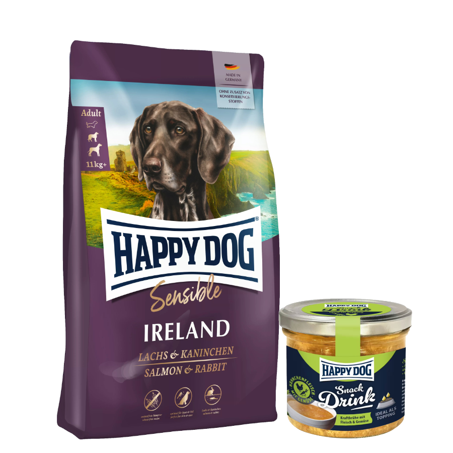 Happy Dog Supreme Sensible Ireland 12,5 kg + Happy Dog Snack Drink mit Hähnchenfleisch und Gemüse *geschenkt*
