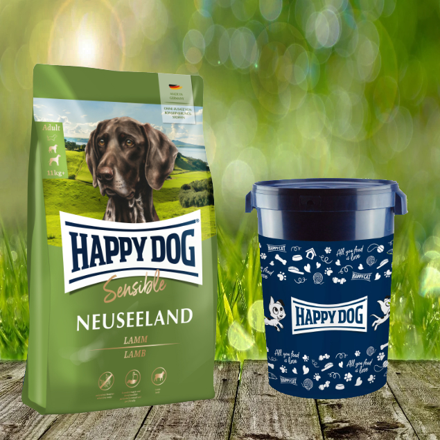 Happy Dog Supreme Sensible Neuseeland inkl. Happy Dog Futtertonne 43 Liter Happy Dog Supreme Sensible Neuseeland inkl. Happy Dog Futtertonne 43 Liter