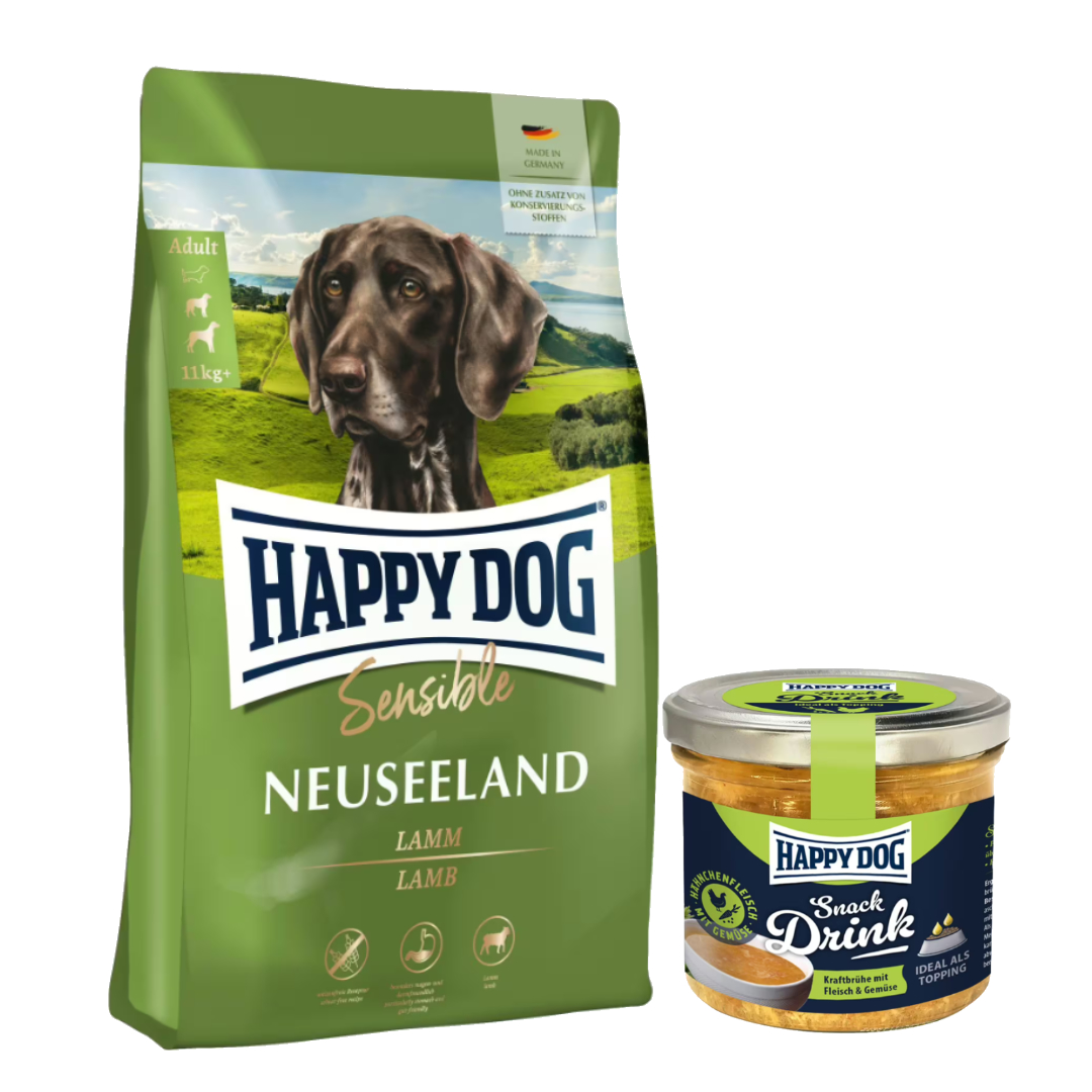 Happy Dog Supreme Sensible Neuseeland 12,5 kg + Happy Dog Snack Drink mit Hähnchenfleisch und Gemüse *geschenkt*