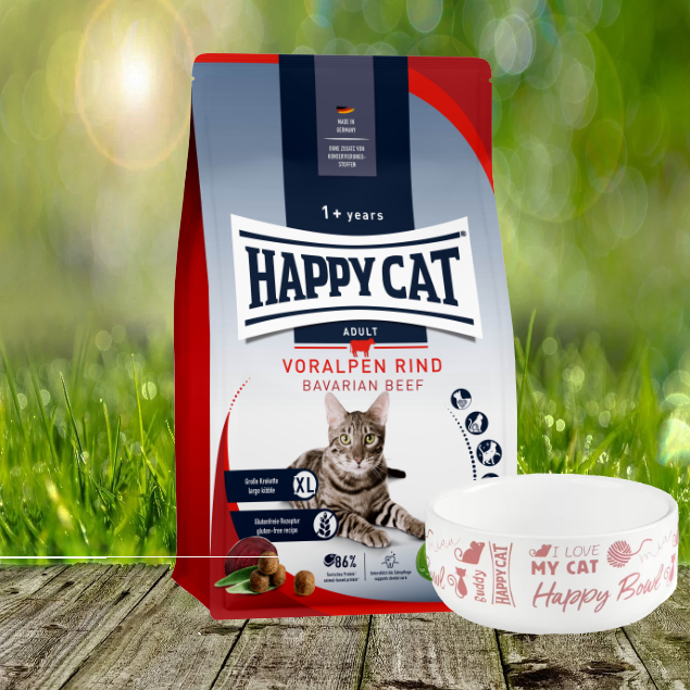 Happy Cat Culinary Adult Voralpen Rind 10 kg - Hochwertiges Adult Katzenfutter + Futternapf Happy Cat Culinary Adult Voralpen Rind 10 kg - Hochwertiges Adult Katzenfutter + Futternapf